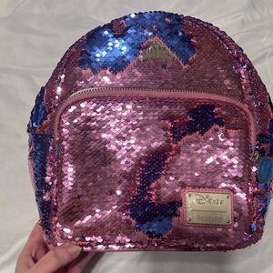Disney Loungefly Princess Aurora (Sleeping Beauty) sequin blue pink backpack
